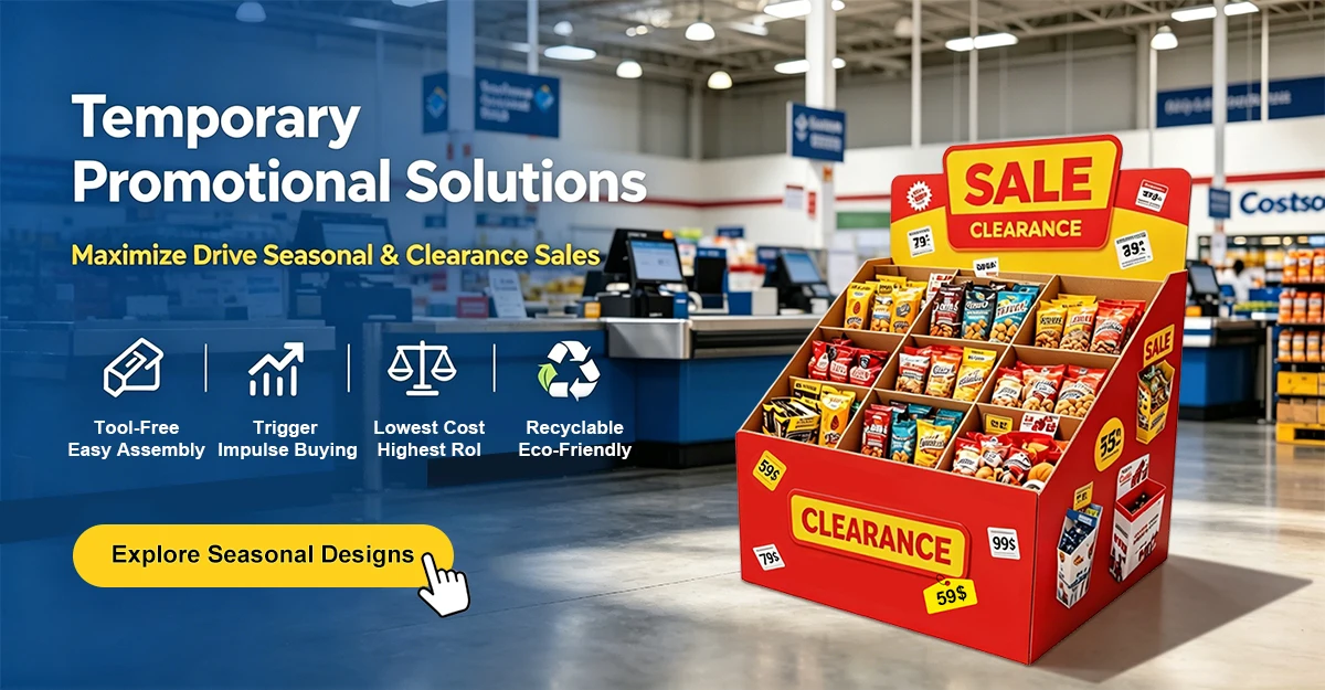 Custom cardboard POP display stands in floor, counter and hook formats