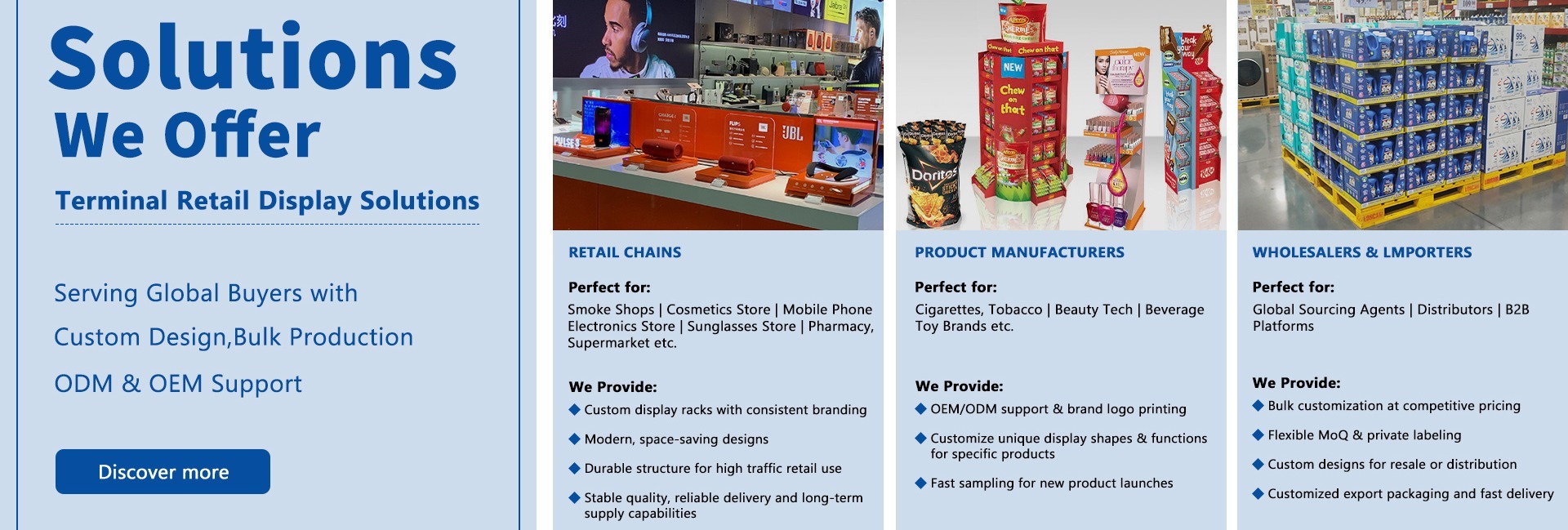 Point of purchase display solutions for retail channels